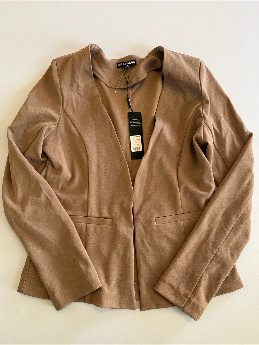 NWT Fashion Nova Women's Brown Open-Front Blazer Jacket Size XS